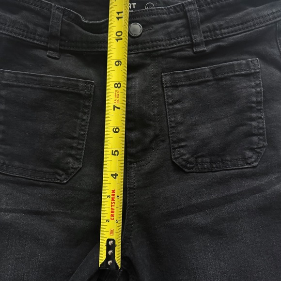 OAT NEW YORK Black Wide Leg Raw Hem Jeans High Rise Women Size 4 27 Grunge Retro - Picture 6 of 12